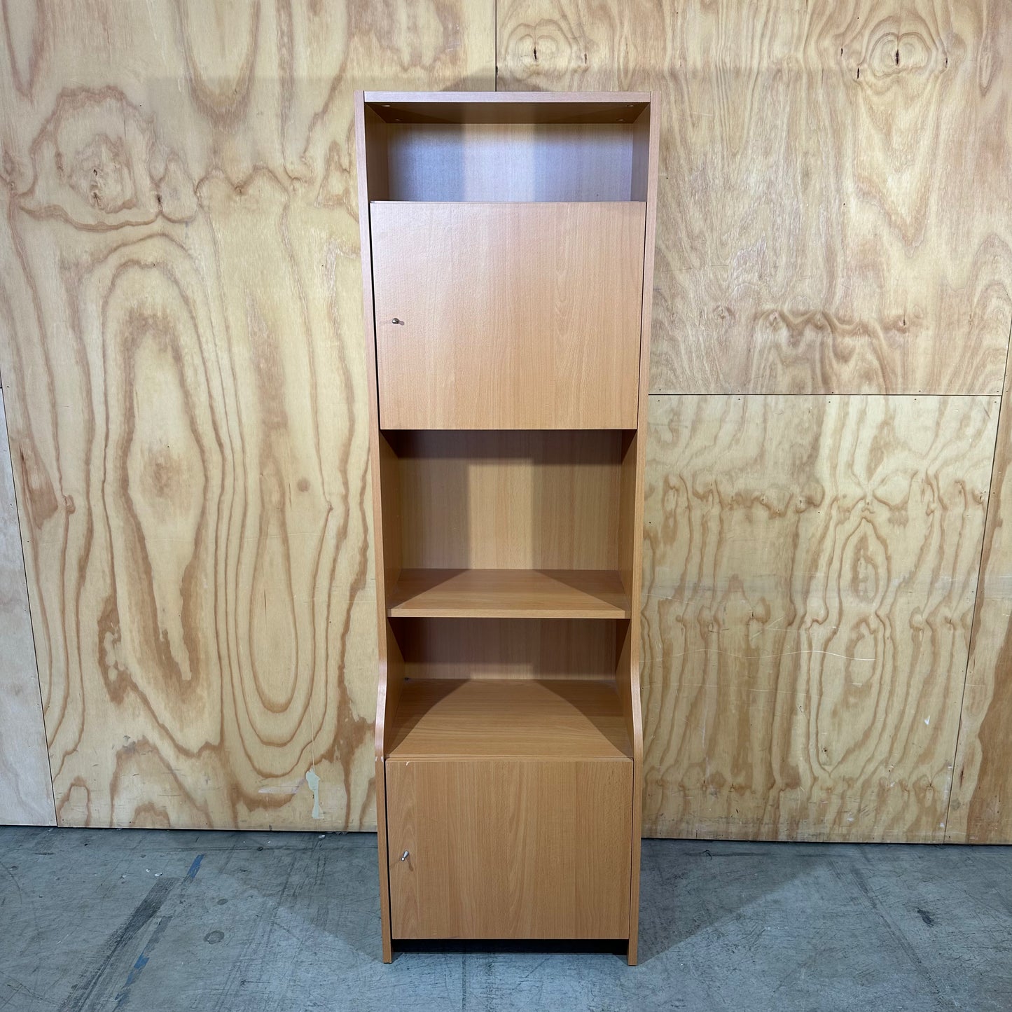 Wood Laminate Shelving Unit with Cupboards