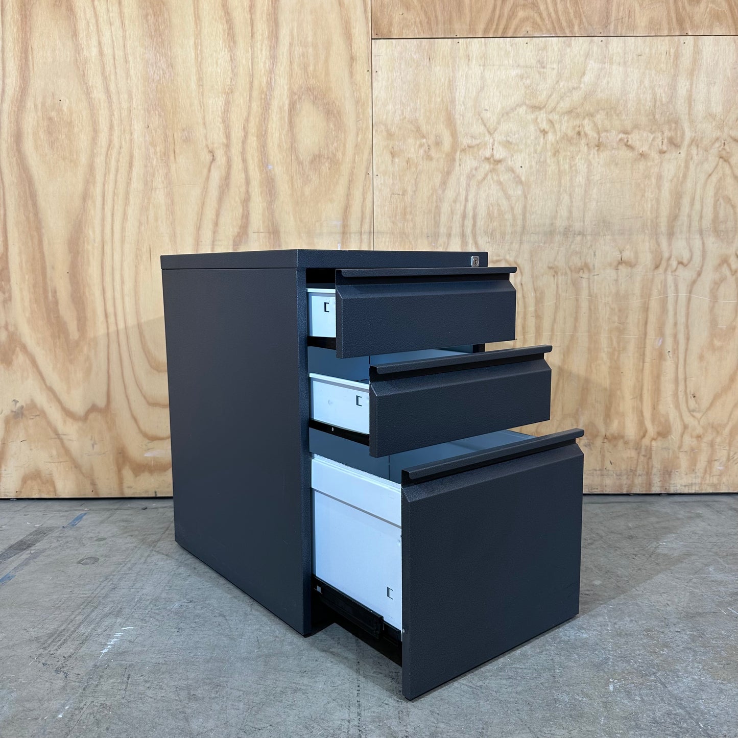 Dark Grey Metal 3 Drawer Pedestal