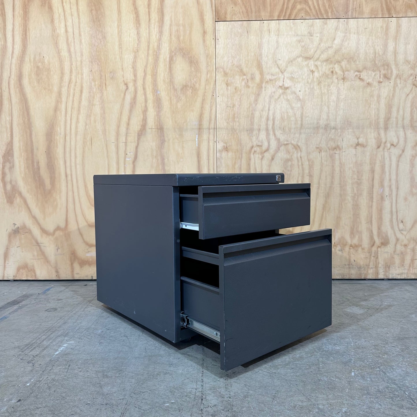 Dark Grey Metal 2 Drawer Pedestal