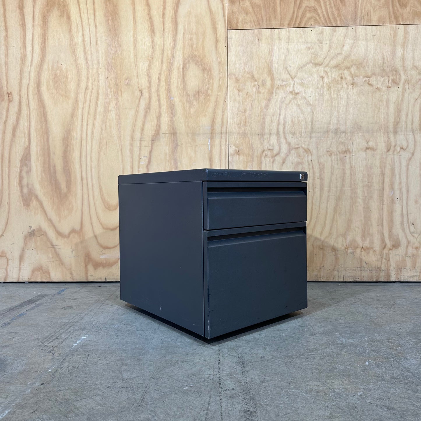 Dark Grey Metal 2 Drawer Pedestal
