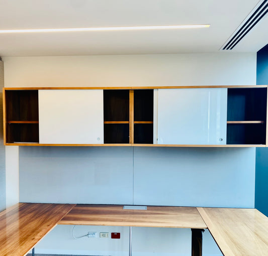 Schiavello Wall-Mounted Hanging Sideboard with Glass Sliding Doors