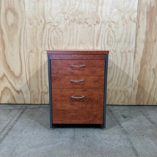 Oak veneer and charcoal 3 drawer pedestal