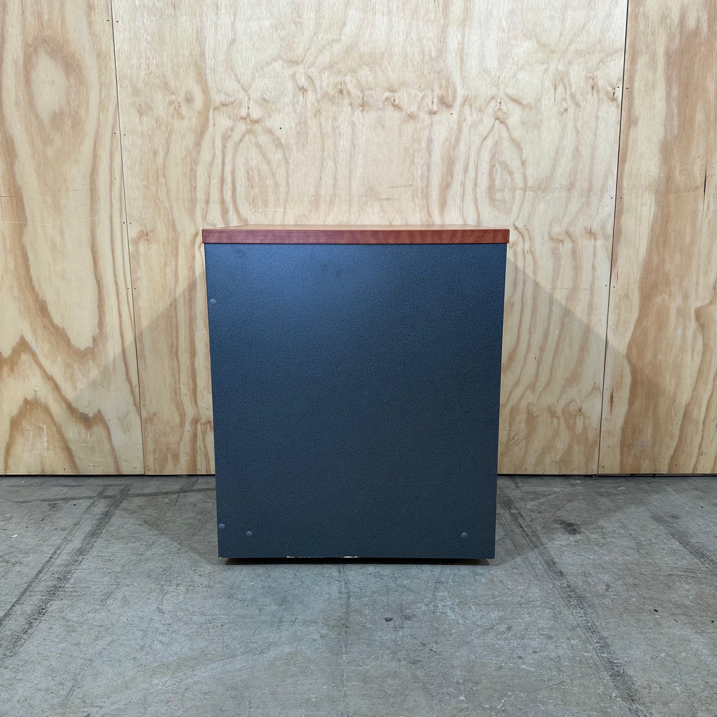 Oak veneer and charcoal 3 drawer pedestal