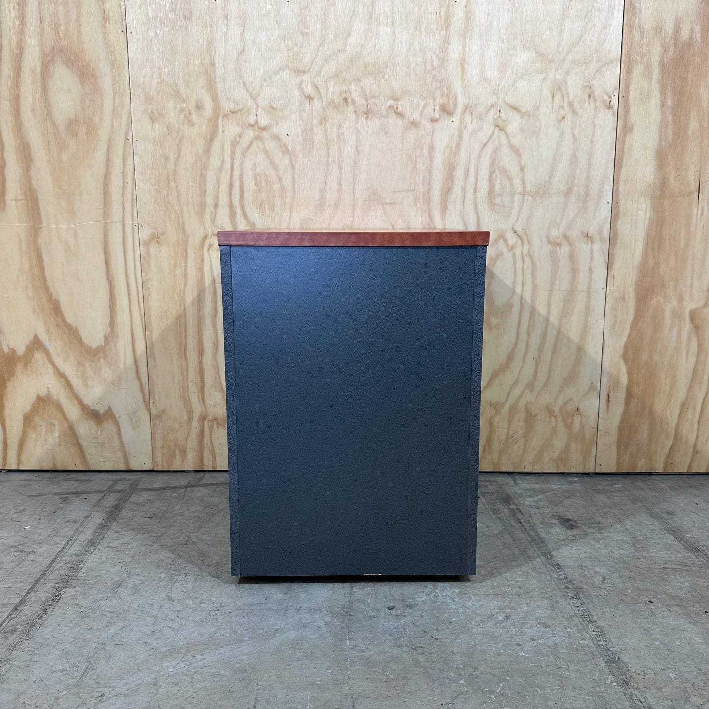 Oak veneer and charcoal 3 drawer pedestal