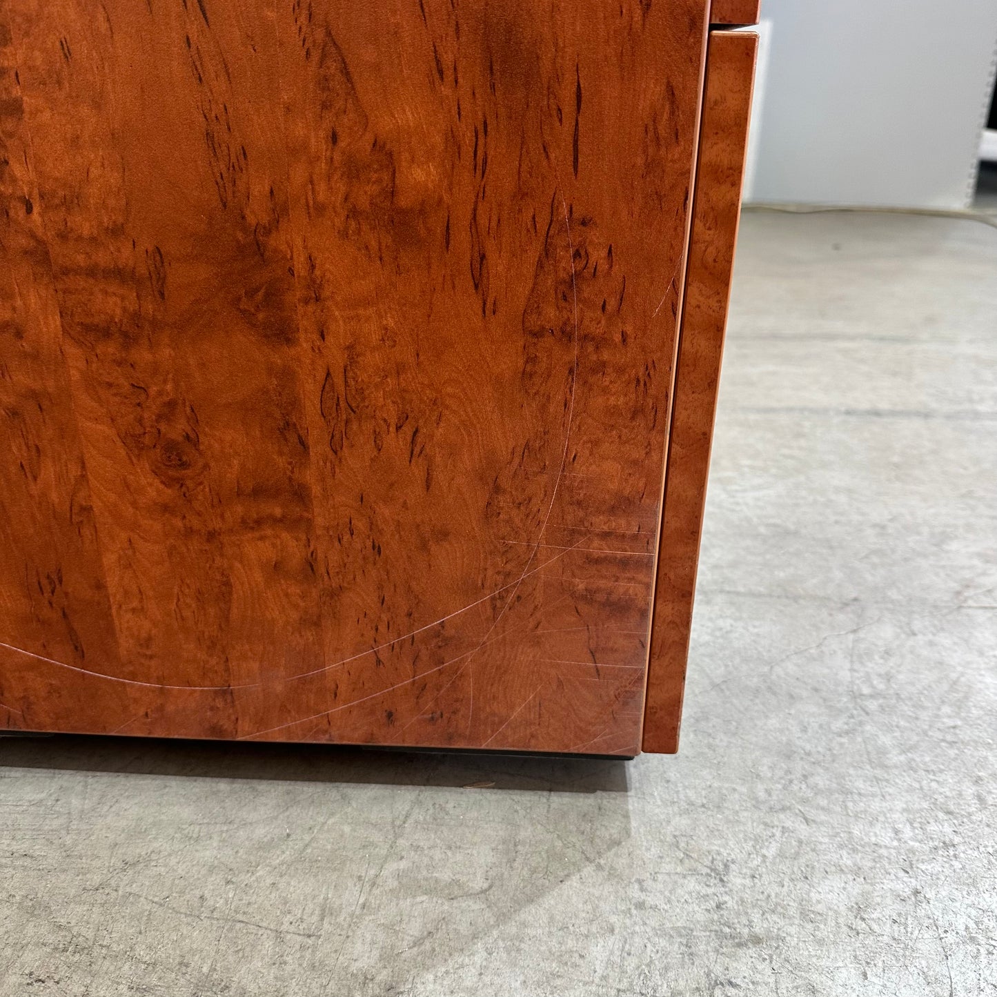 Wood veneer three drawer pedestal