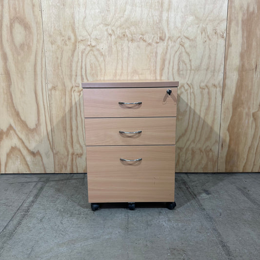 Wood Veneer Grey Pedestal with Sliver Handles