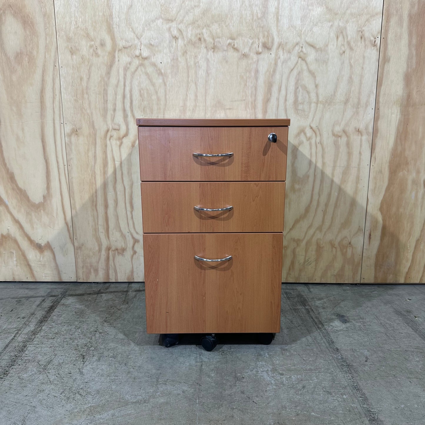 Wooden Veneer and Grey Pedestal