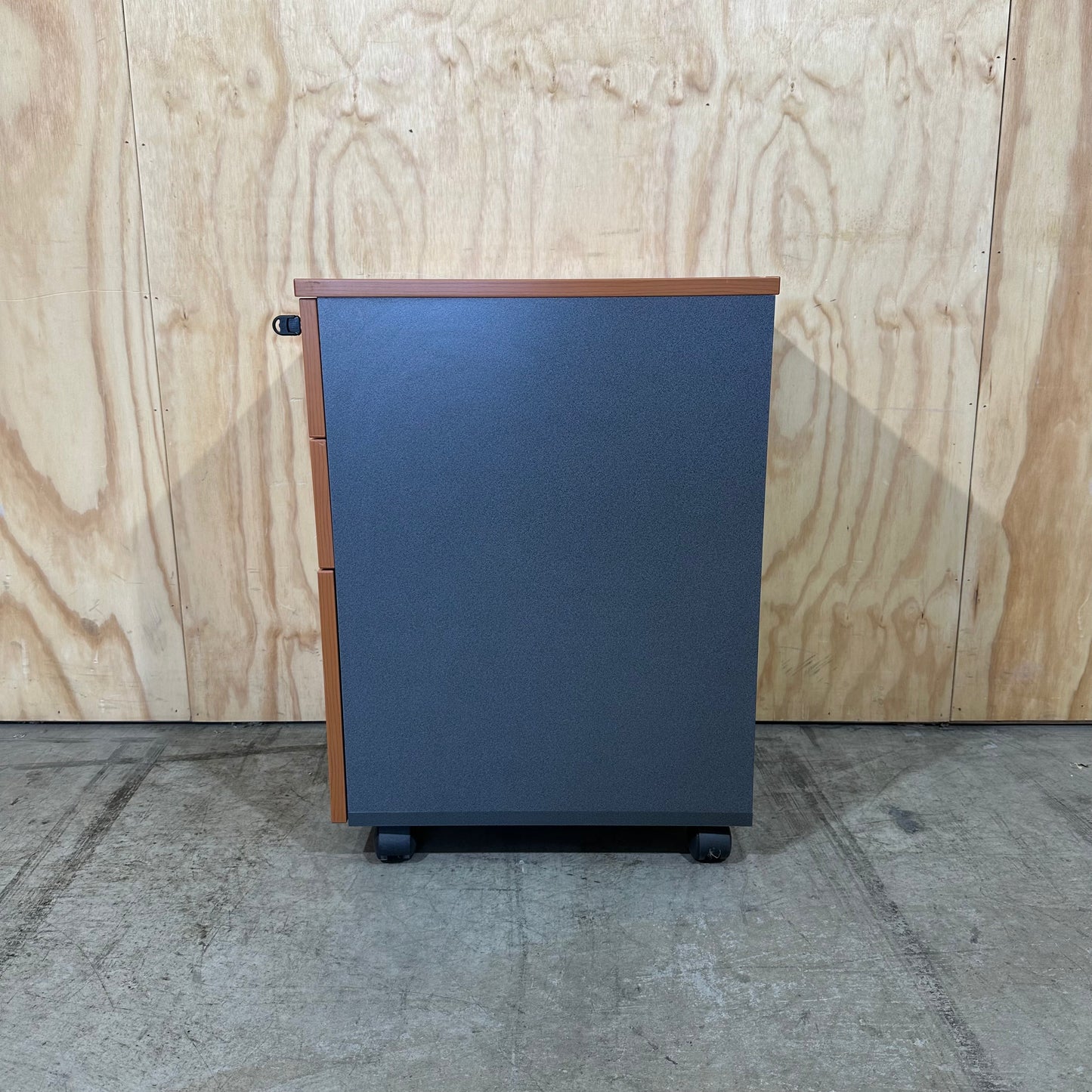 Wooden Veneer and Grey Pedestal