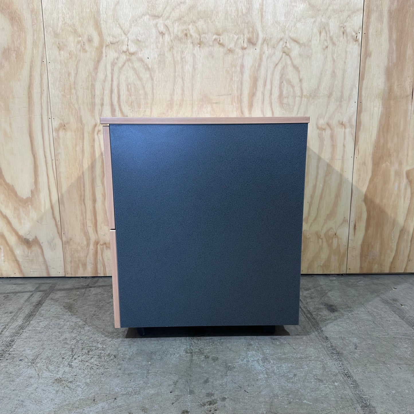 Light wood veneer two drawer pedestal