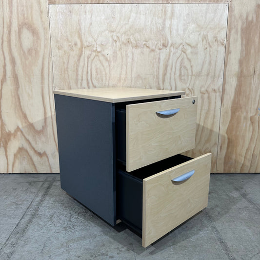 Beech wood veneer two drawer pedestal