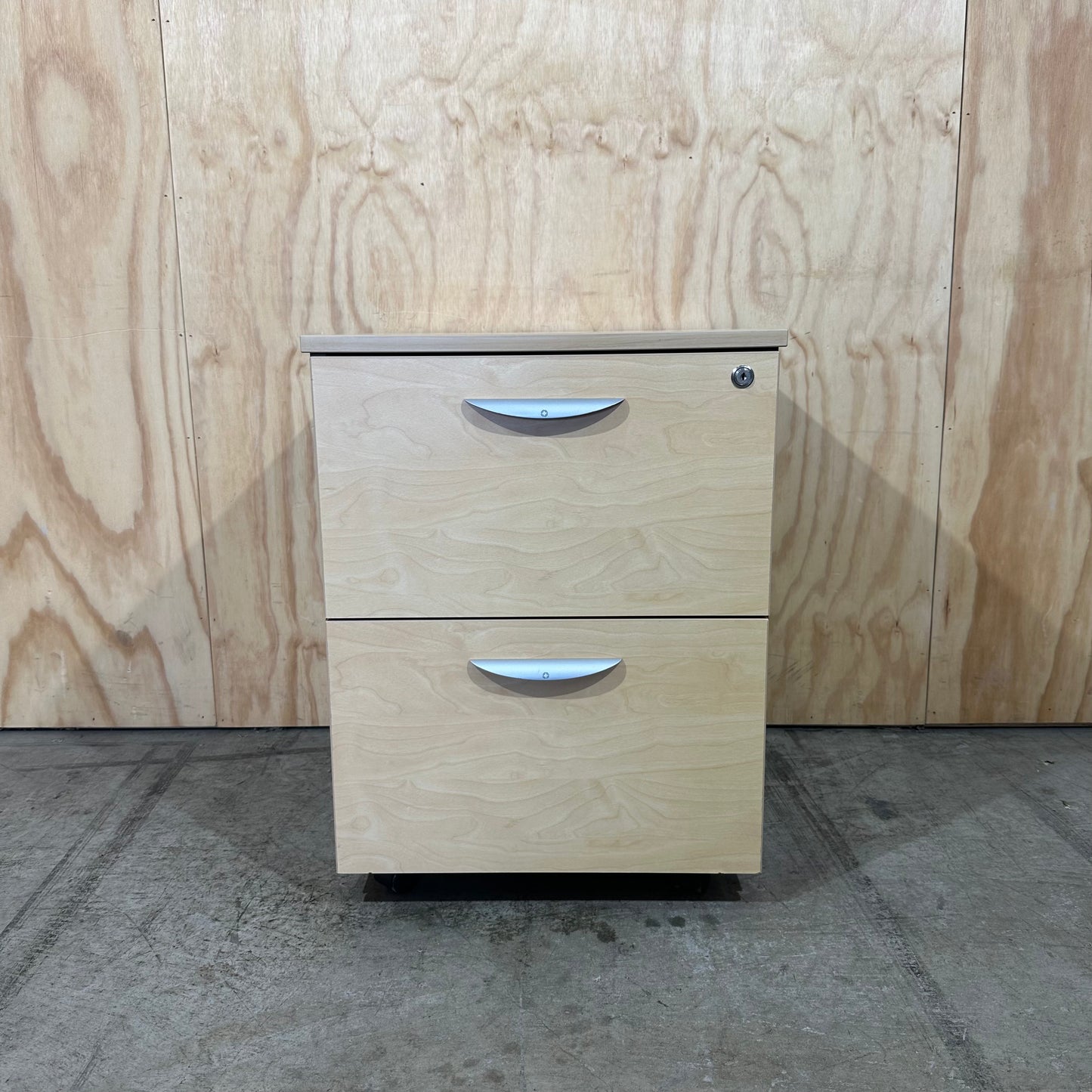 Beech wood veneer two drawer pedestal