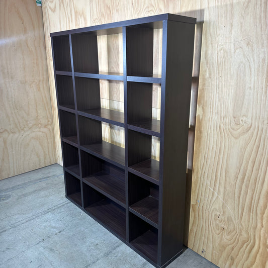 Oak veneer shelving unit
