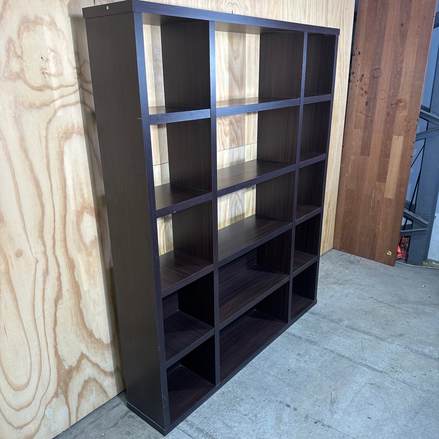 Oak veneer shelving unit