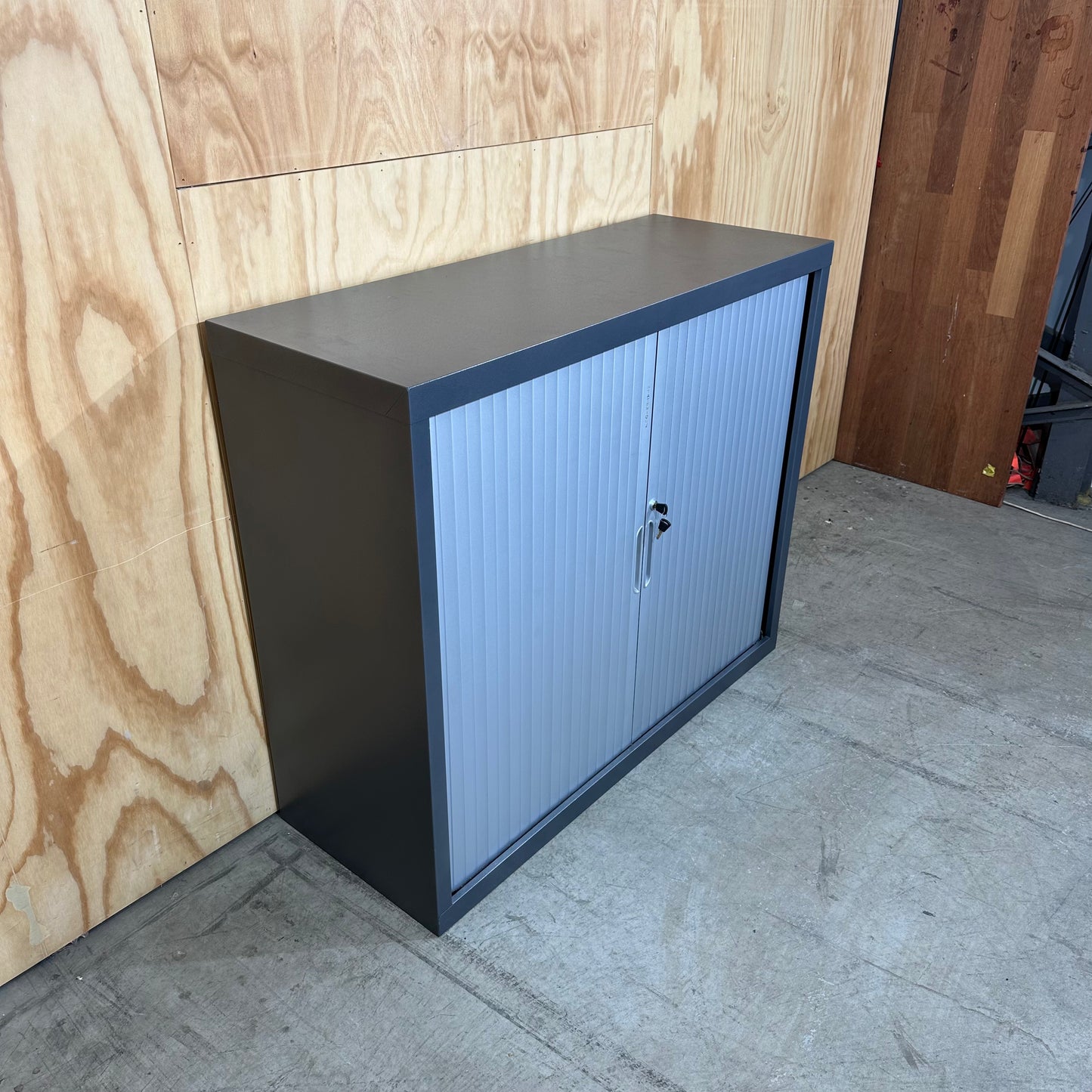 Grey Statewide Low-Height Tambour Door Storage Cabinet