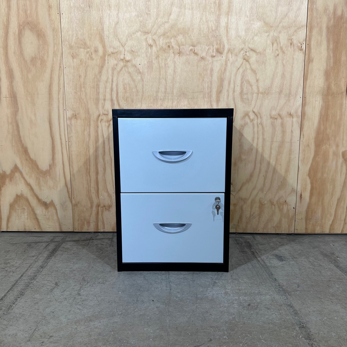Black and White Two Drawer Filing Cabinet