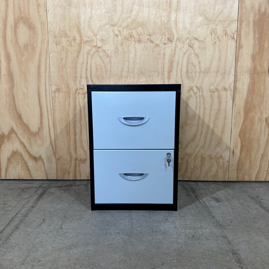 Black and White Two Drawer Filing Cabinet