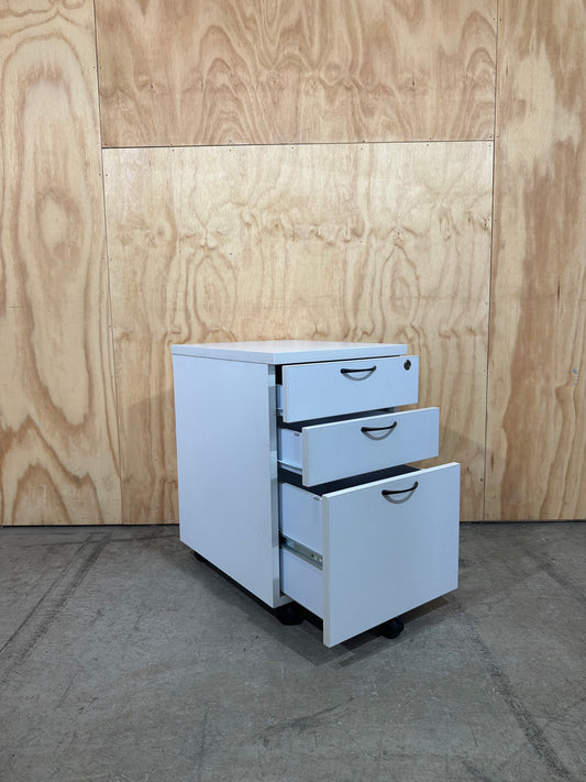 White Three Drawer Pedestal