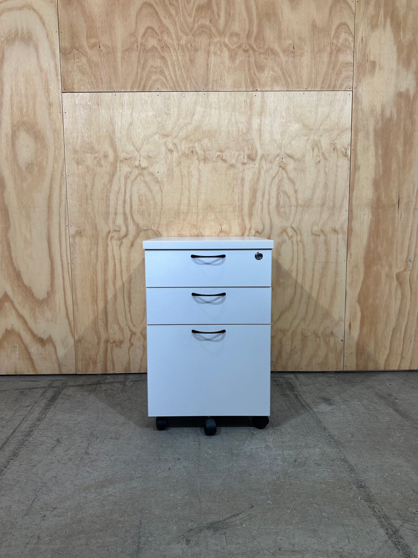White Three Drawer Pedestal
