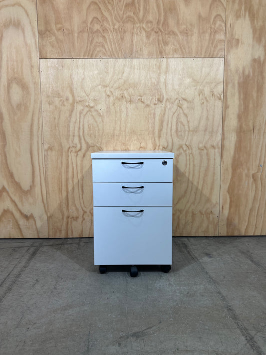 White Three Drawer Pedestal