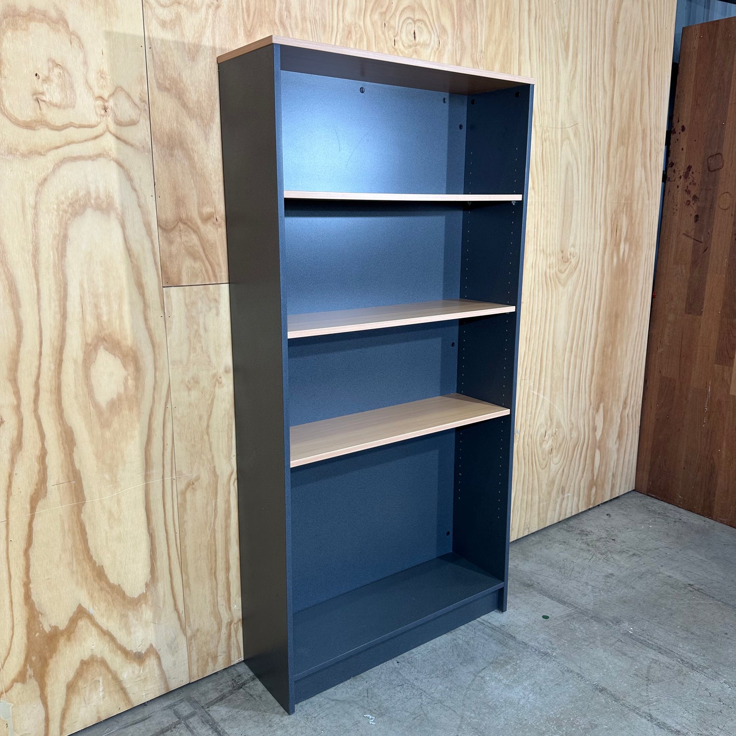Charcoal and Wooden Veneer Bookshelf