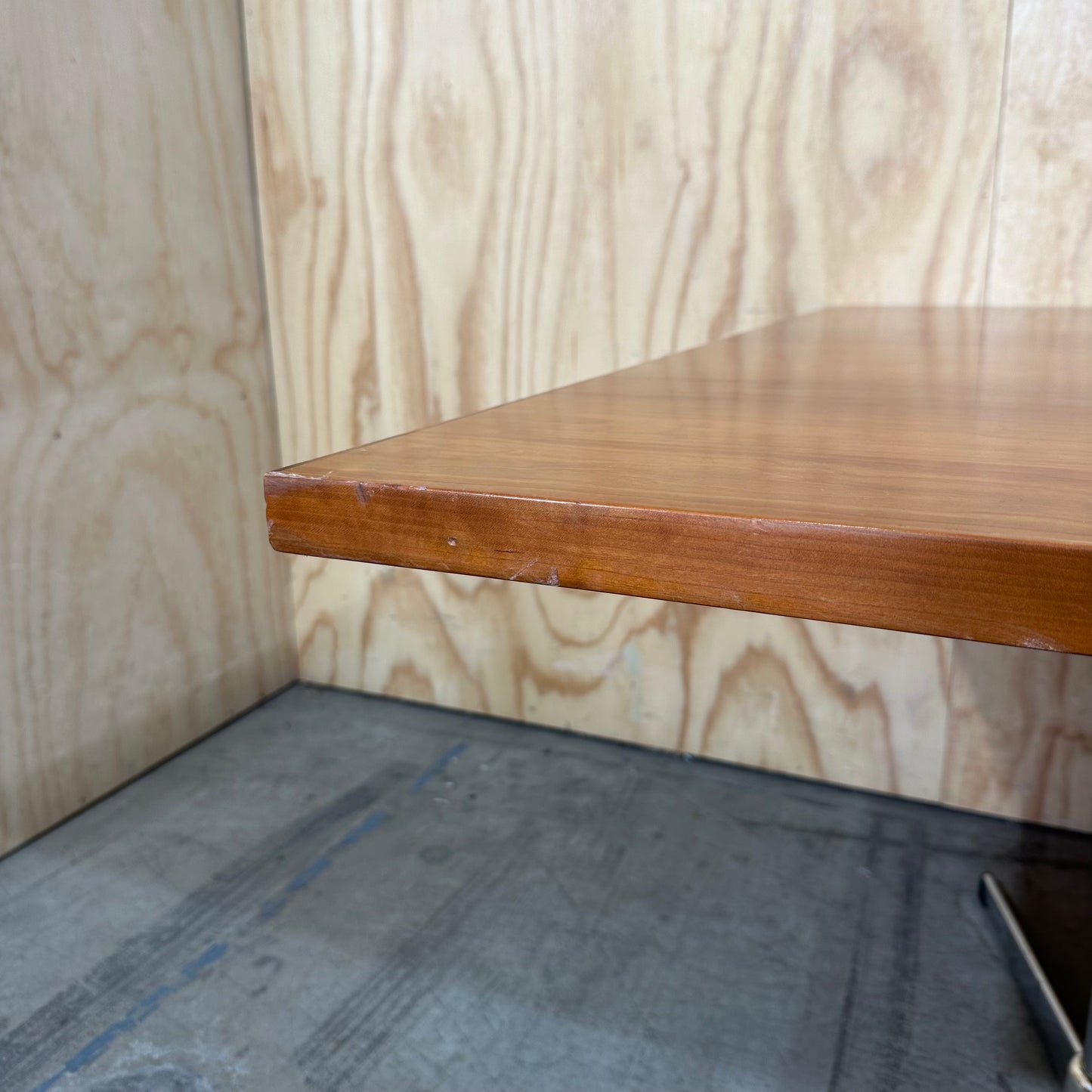 Large Wooden Veneer Table with Chrome Legs