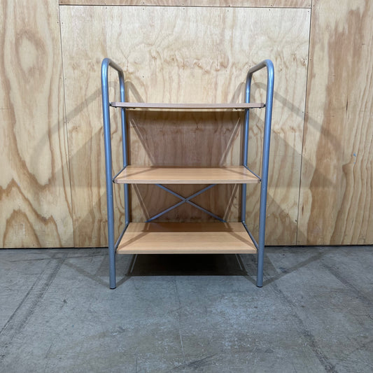 Three-Tier Metal and Wood Shelving Unit