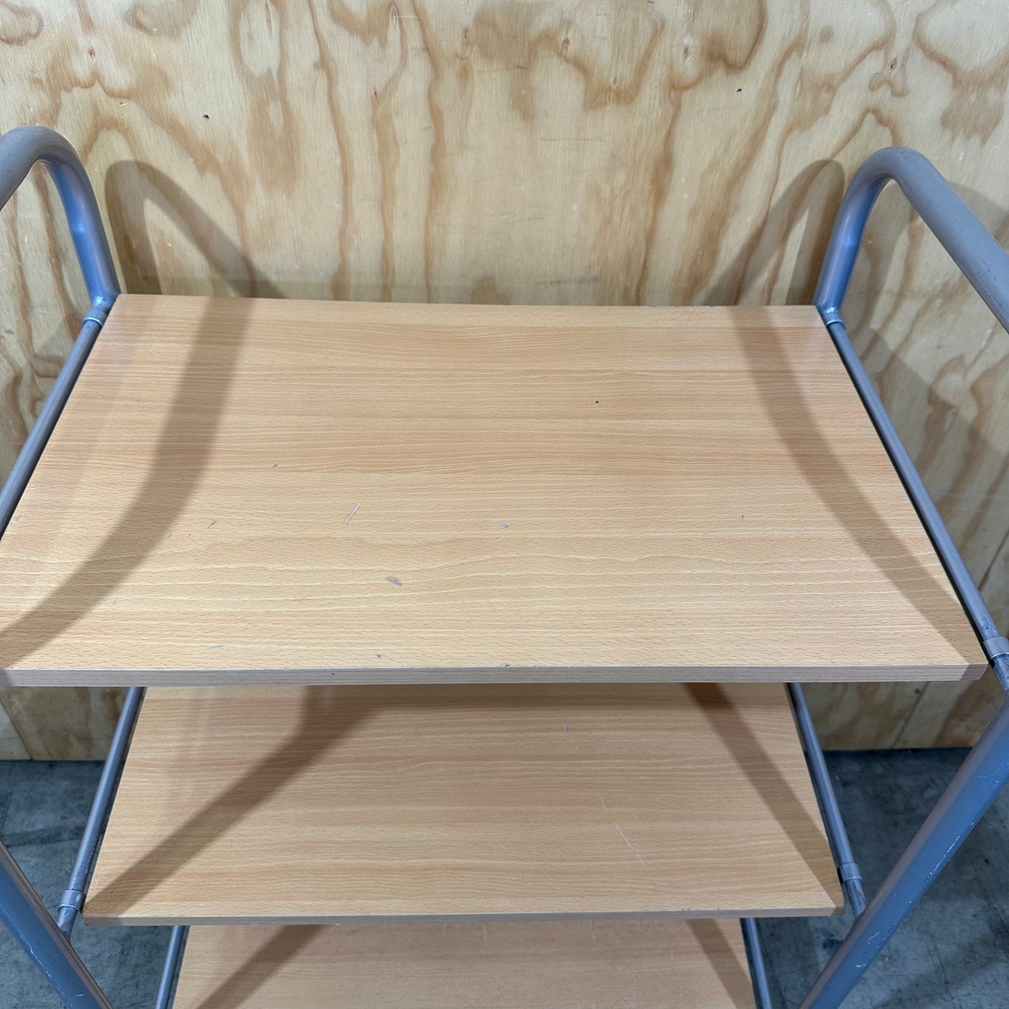 Three-Tier Metal and Wood Shelving Unit