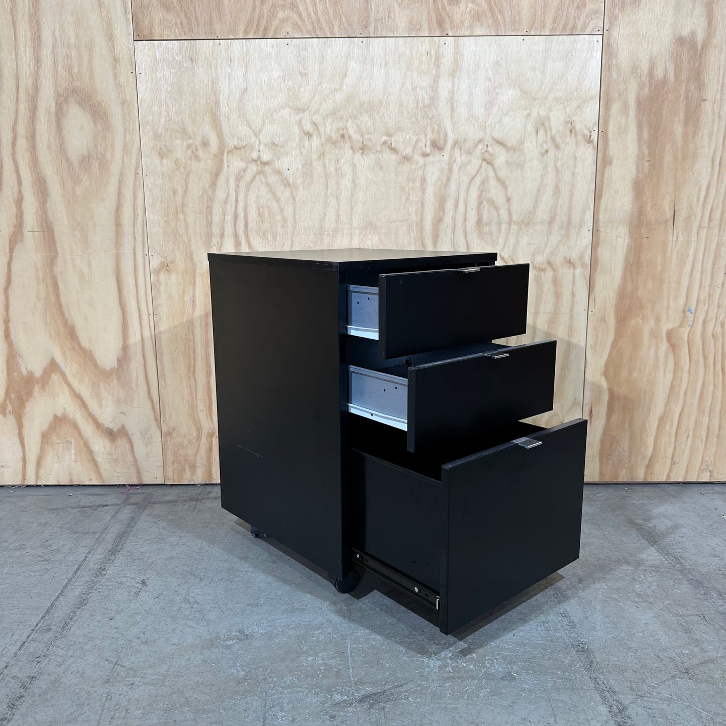 Black Pedestal with Chrome Handles