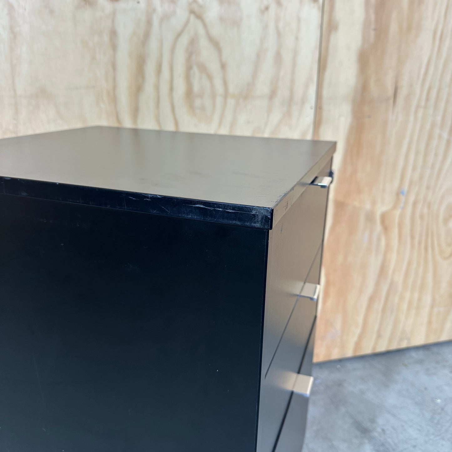 Black Pedestal with Chrome Handles