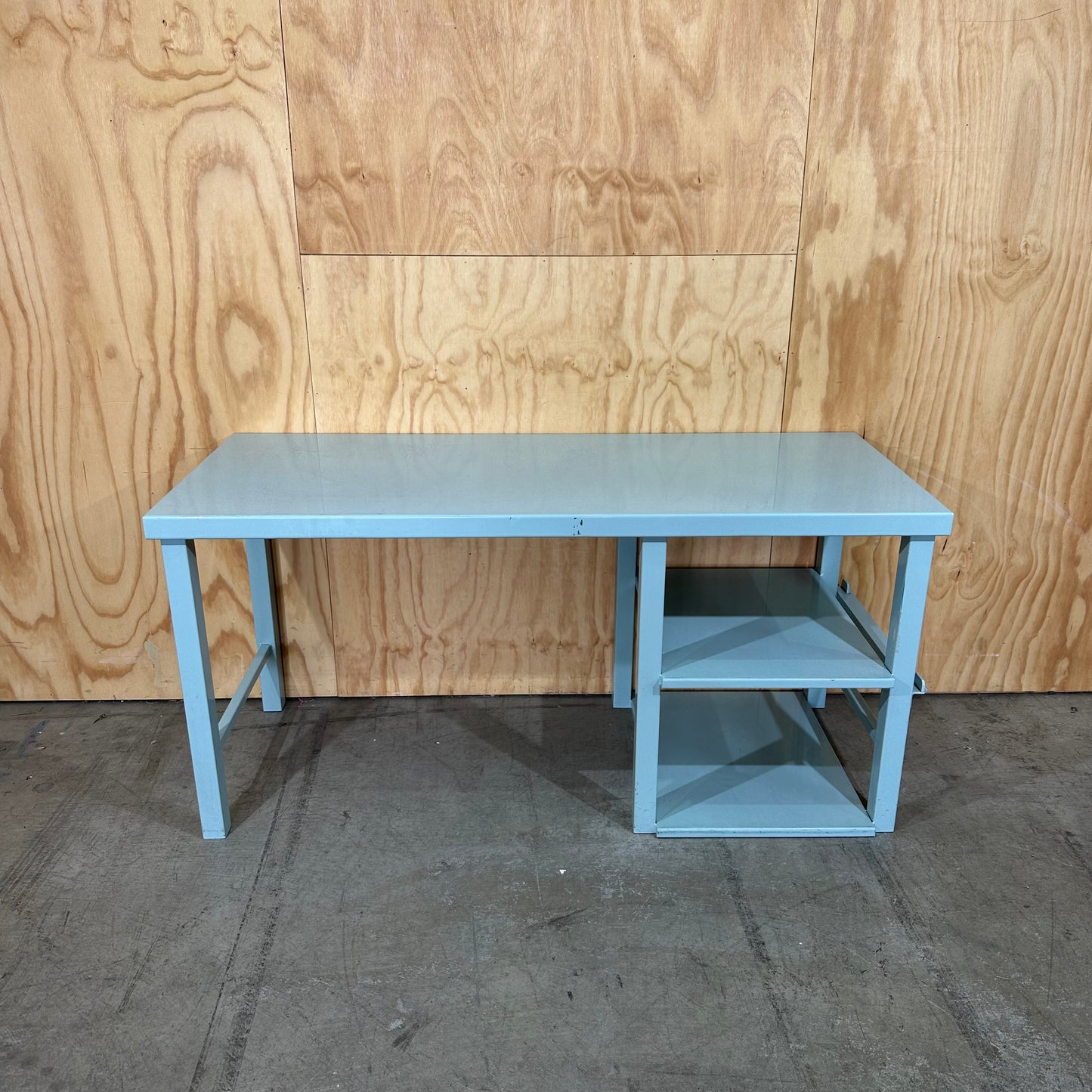 Teal Industrial Metal Work Desk