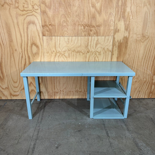 Teal Industrial Metal Work Desk