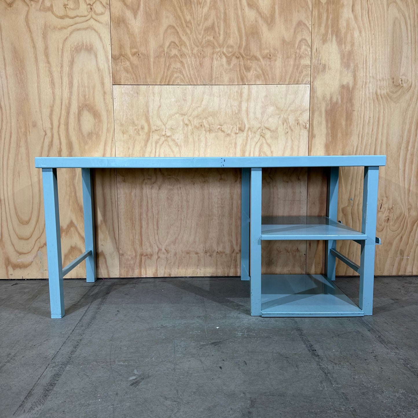 Teal Industrial Metal Work Desk