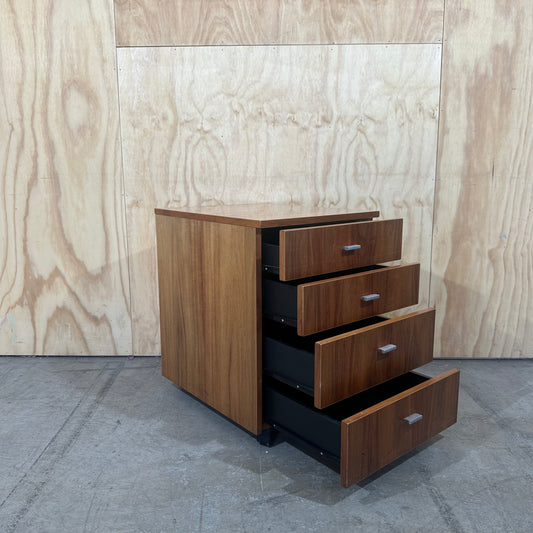 Four Drawer Mobile Pedestal in Dark Wood Veneer