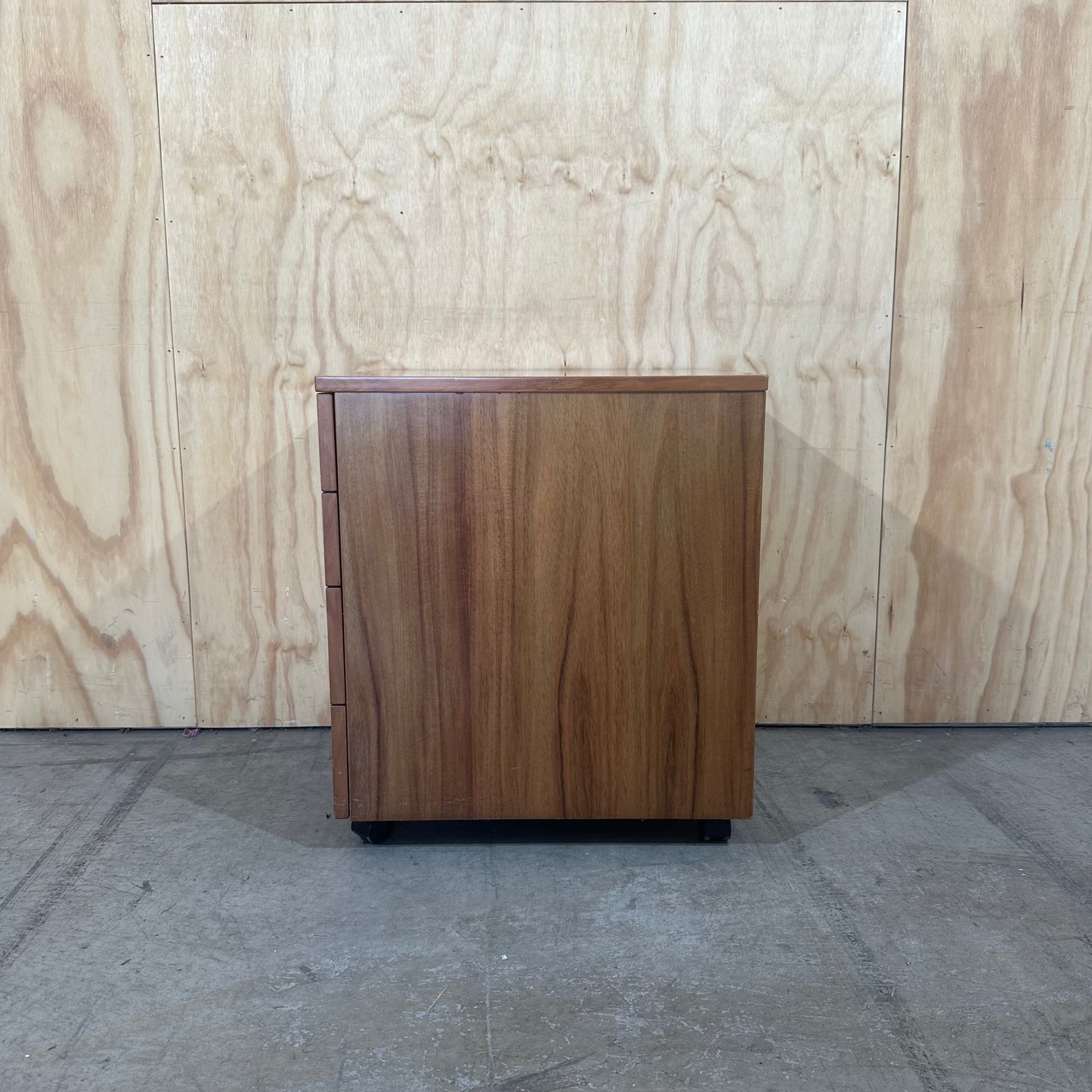 Four Drawer Mobile Pedestal in Dark Wood Veneer