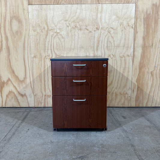 Charcoal and Dark Wood Veneer Pedestal