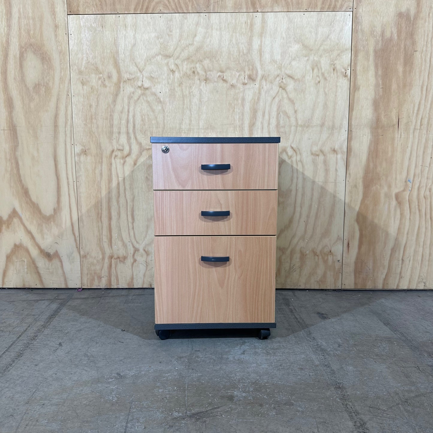 Wooden Veneer and Charcoal Pedestal