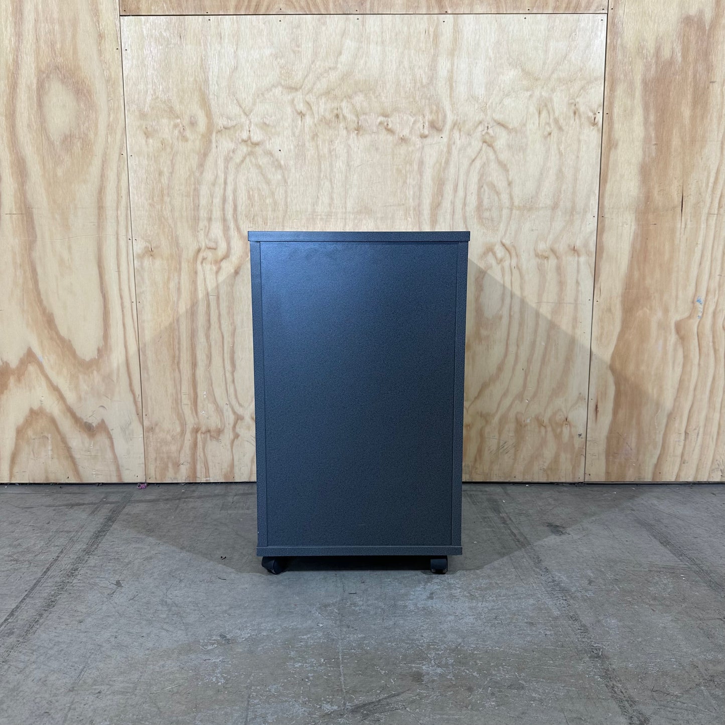 Wooden Veneer and Charcoal Pedestal