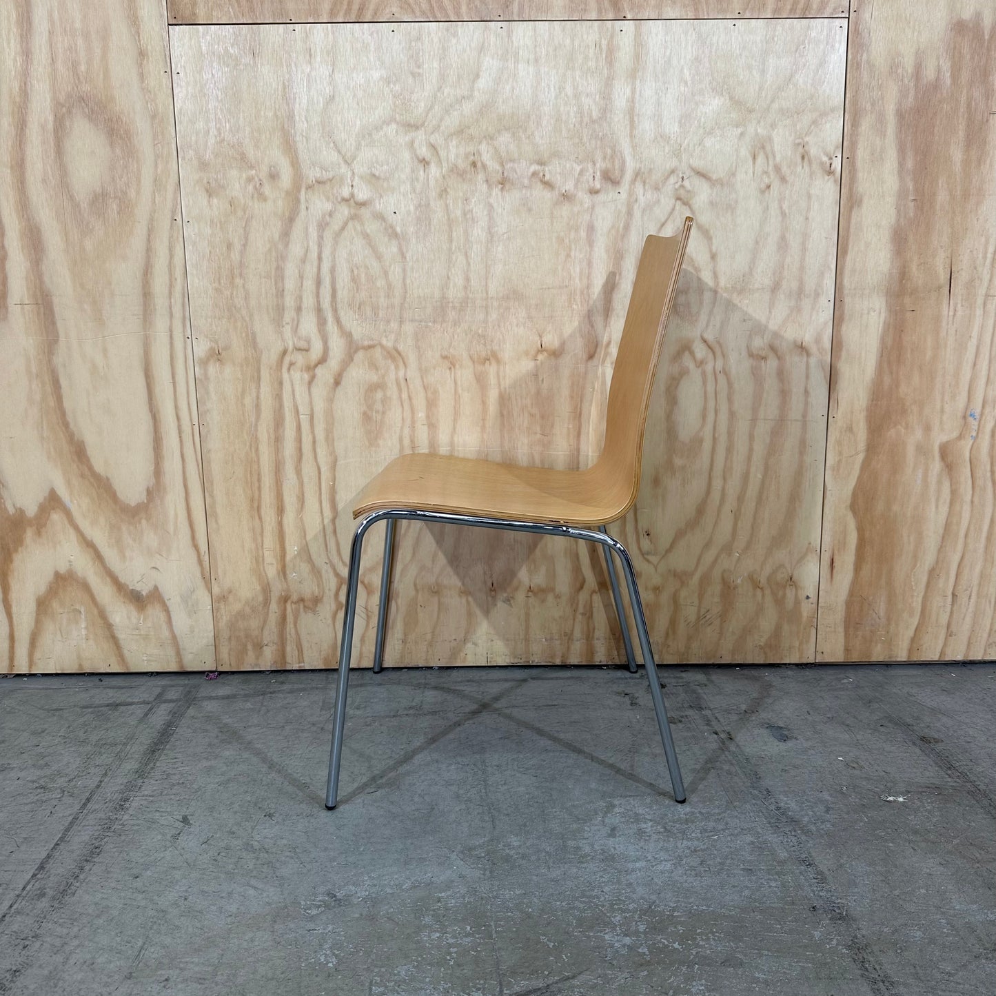 Wooden Chair with Chrome Legs