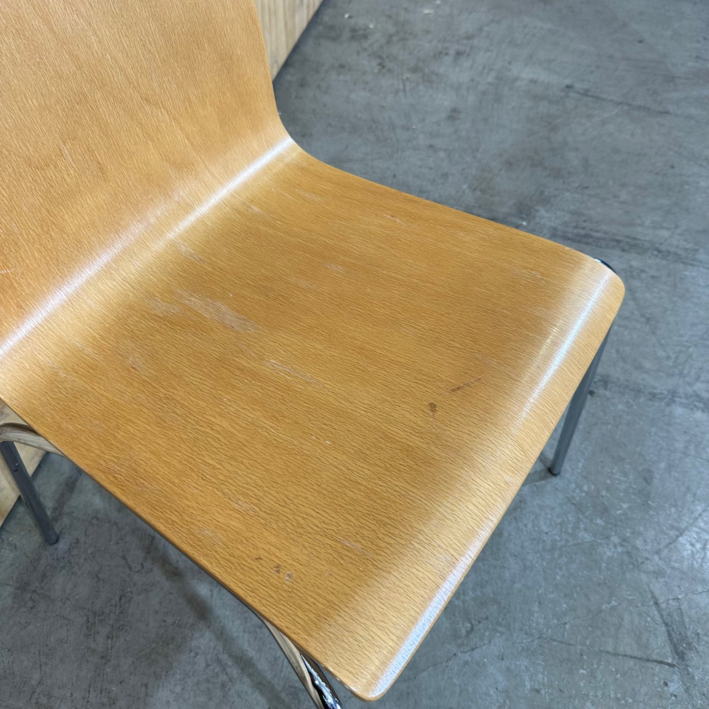 Wooden Chair with Chrome Legs