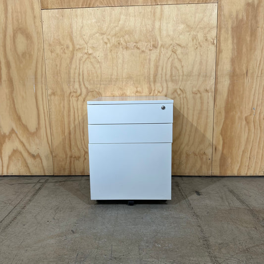 BULK BUY: Metal Mobile Three Drawer Pedestal White