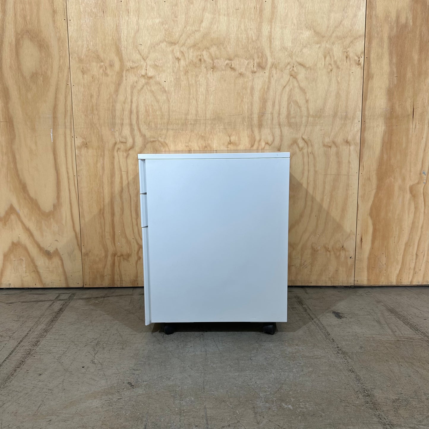 Metal Mobile Three Drawer Pedestal White