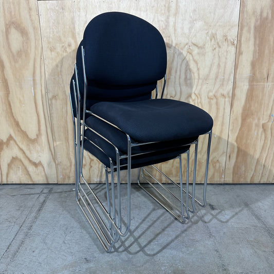 Black Waffle Fabric Stackable Chair by T.O.S.C