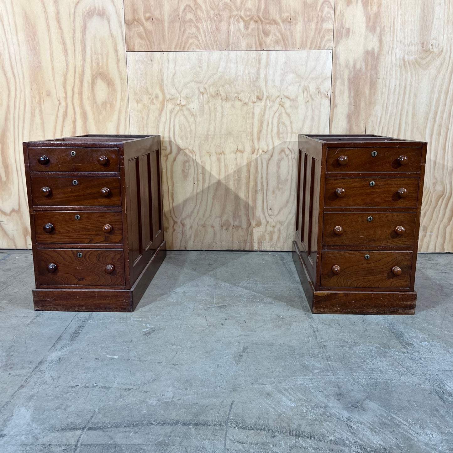 Antique timber executive desk with black leather top