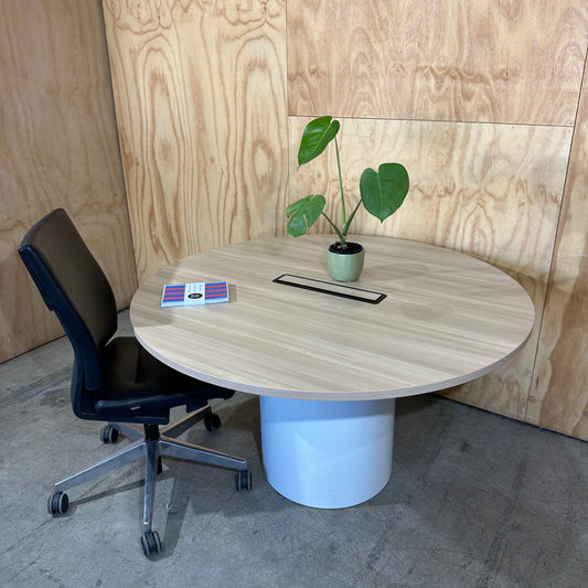 Circular Boardroom Table with Oak Laminate