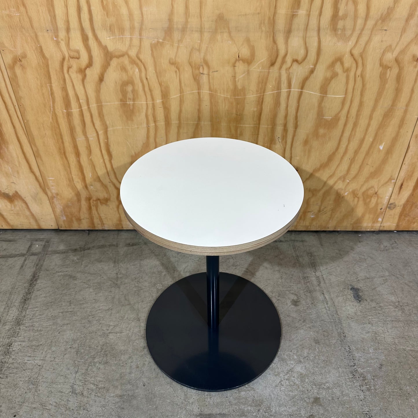 Small Round Side Table with Exposed Plywood Edge