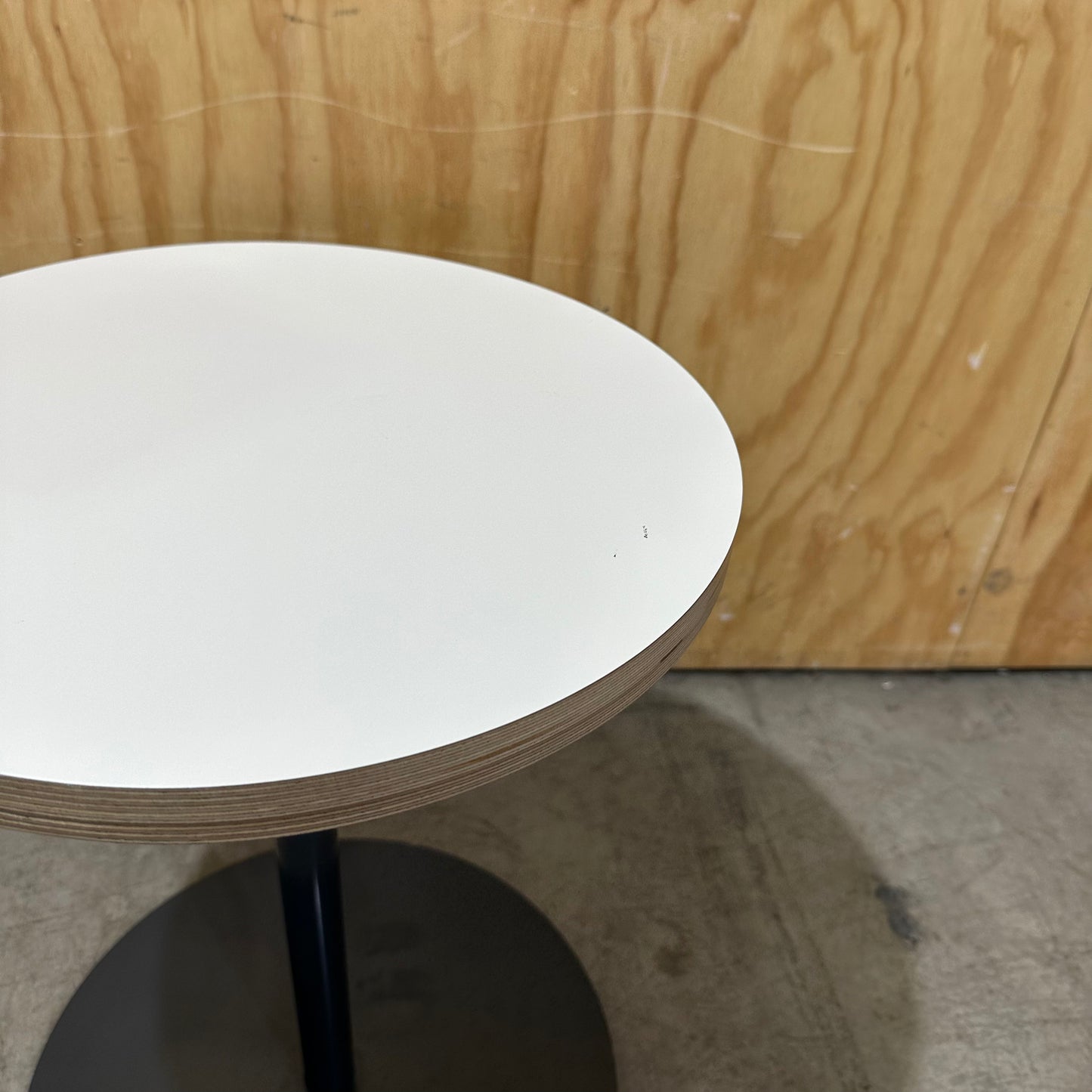 Small Round Side Table with Exposed Plywood Edge