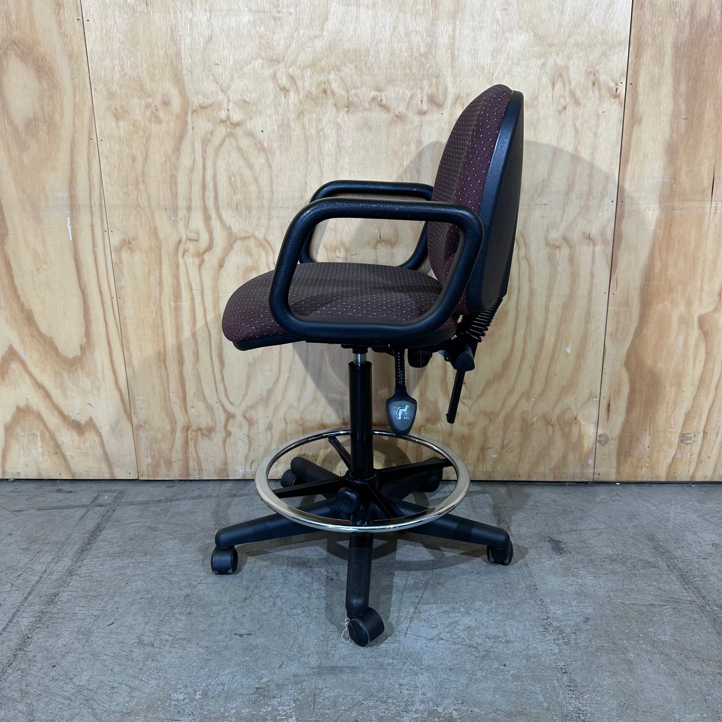 Red Fabric Patterned Drafting Chair
