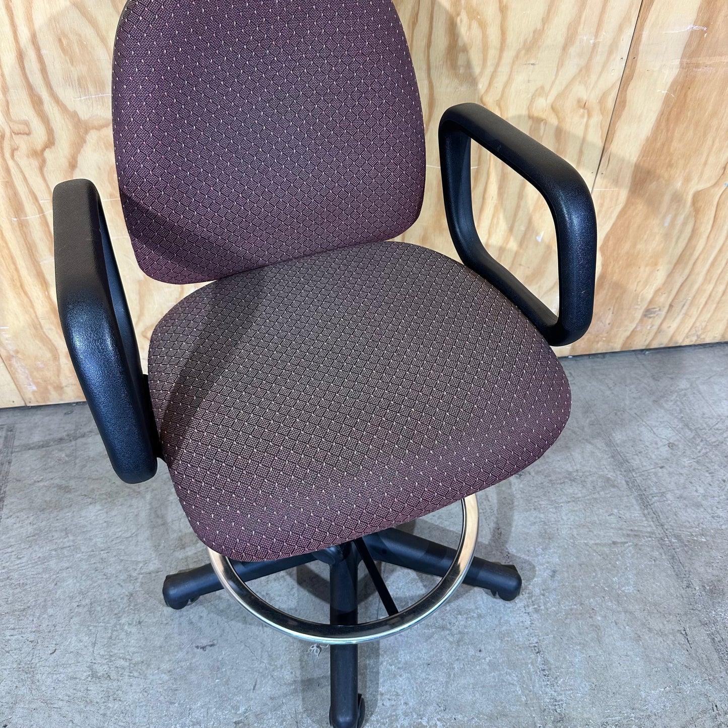 Red Fabric Patterned Drafting Chair