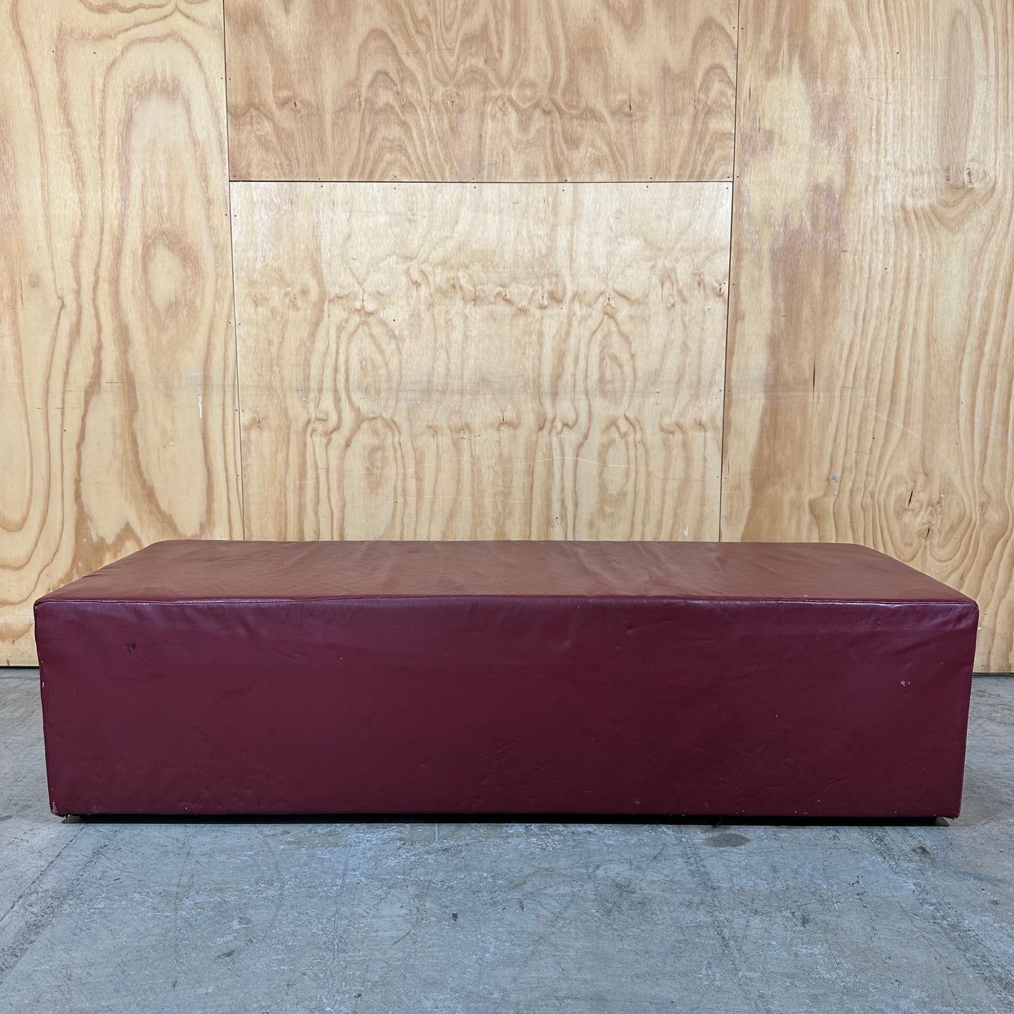 Deep Burgundy Leather Rectangle Ottoman