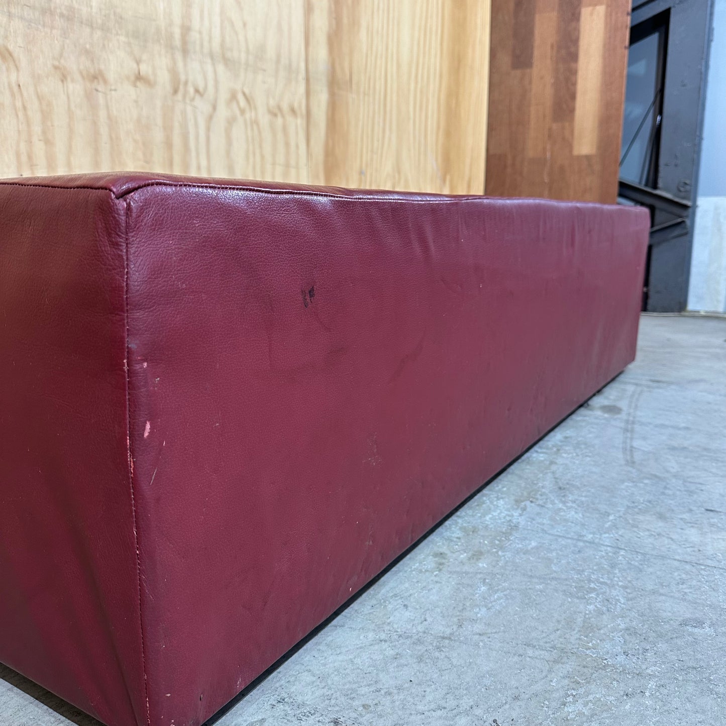 Deep Burgundy Leather Rectangle Ottoman